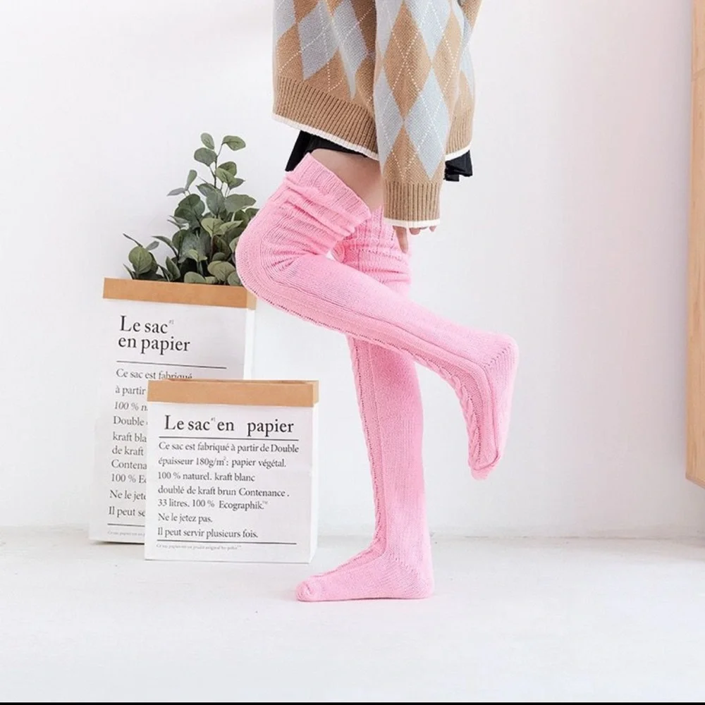 Over the knee warm cable knit socks super soft